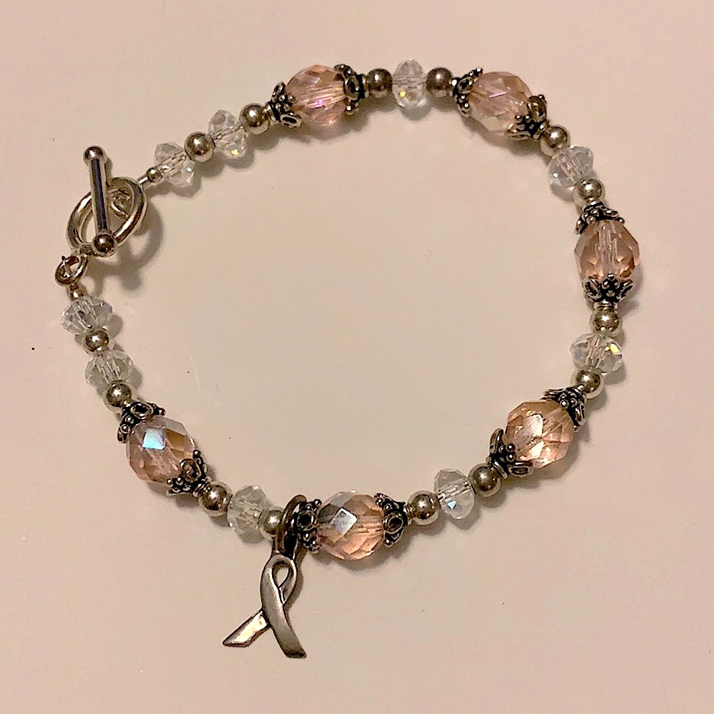 Swarovski crystal breast cancer awareness bracelet